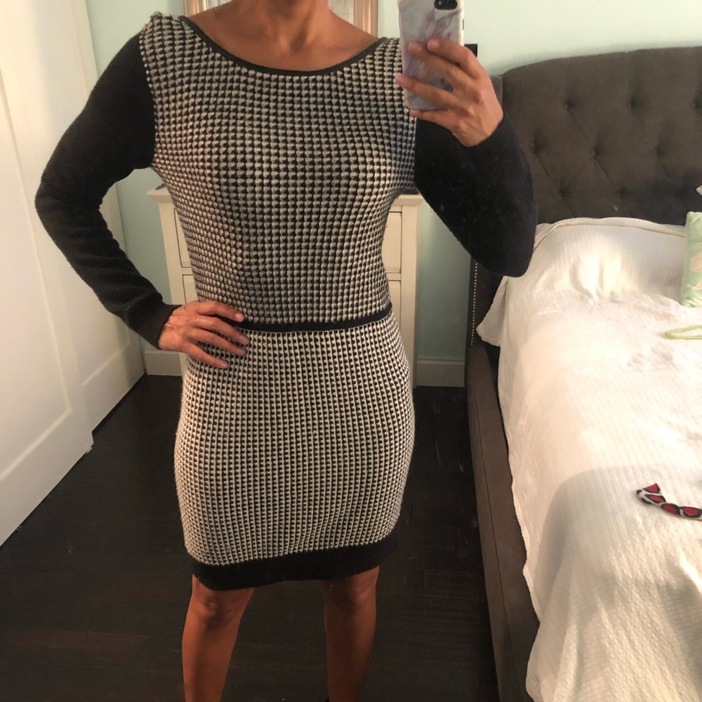 Club Monaco black and white sweater dress
